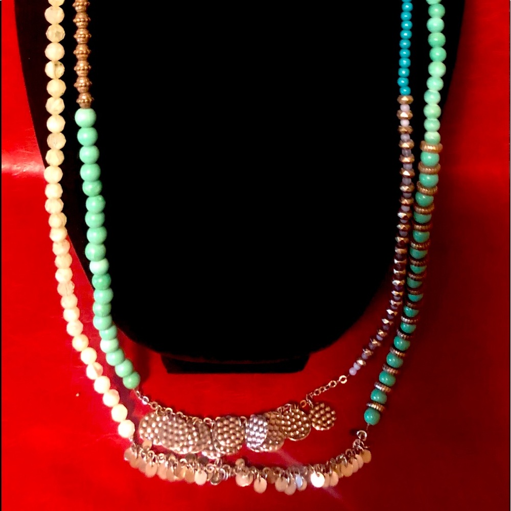 Bohemian beaded silver accent necklace